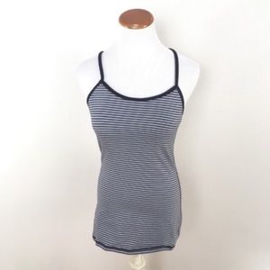 Lululemon Power Y Tank Top‎ Striped Black Gray Yoga Run Women’s Sz 6